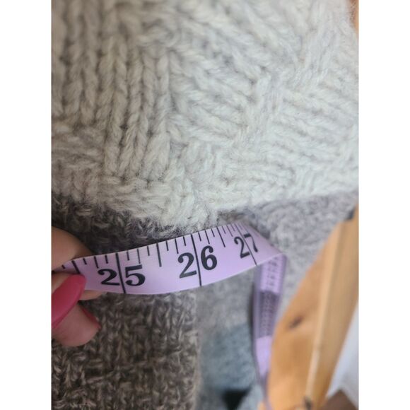 Jeffrey Banks 100% Shetland Wool Hand Knit Colorblock Sweater LARGE XL V Neck - Picture 5 of 6